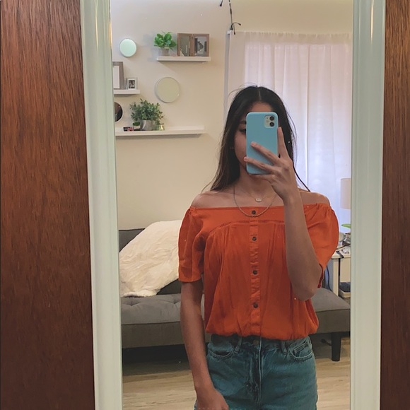Women’s Burnt Orange over the shoulder top - Picture 6 of 6